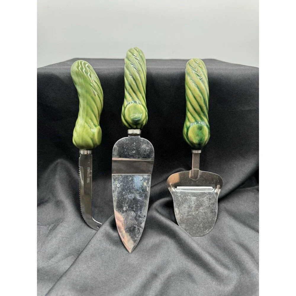 Vintage Kitchen Utensils With Ceramic Handles